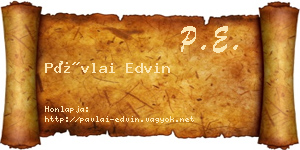Pávlai Edvin névjegykártya